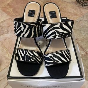 White House Black Market Zebra Block Heel Sandal size 8 1/2
